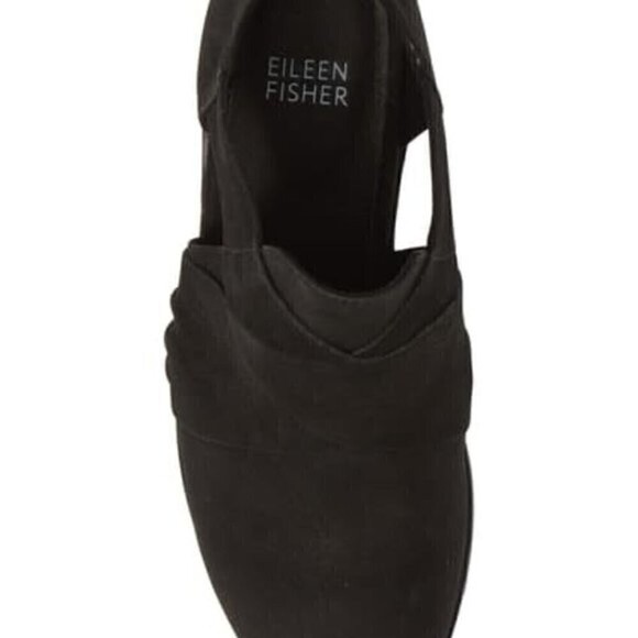 Eileen Fisher Boots Walt Cross Strap Bootie Black Leather Nubuck 6 1/2 Open - Picture 6 of 7